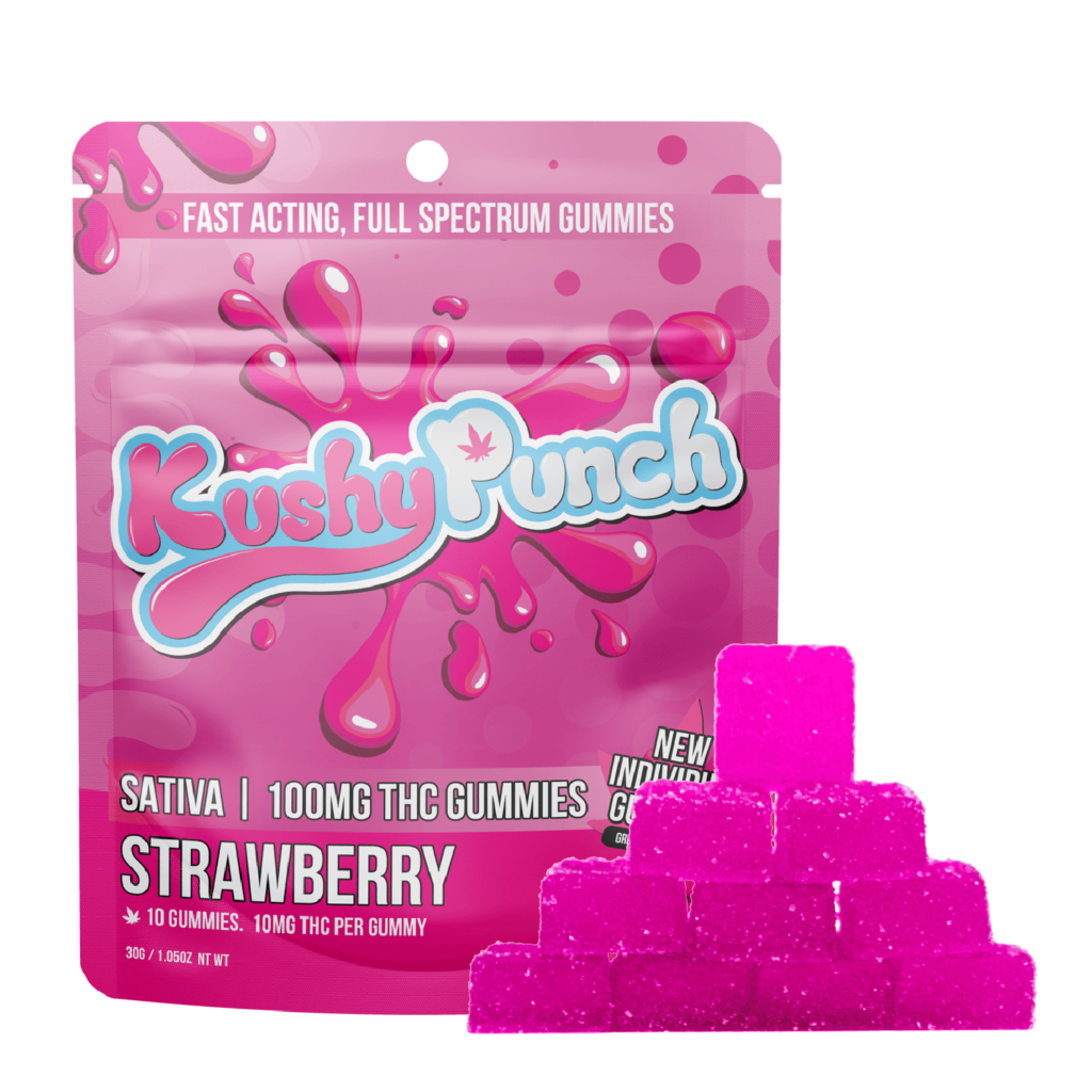 KUSHY PUNCH Gummies 100mg Fast Acting: Strawberry 10pc