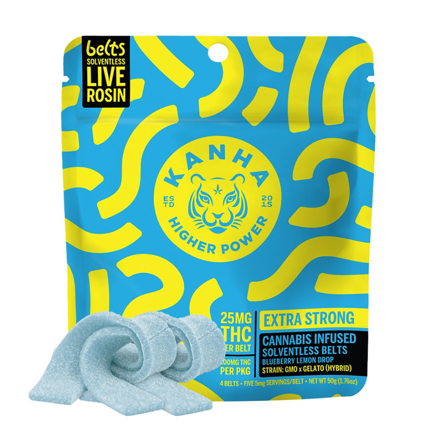 KANHA Gummy Belt 100mg Live Rosin: Blueberry Lemon Drop 4pc
