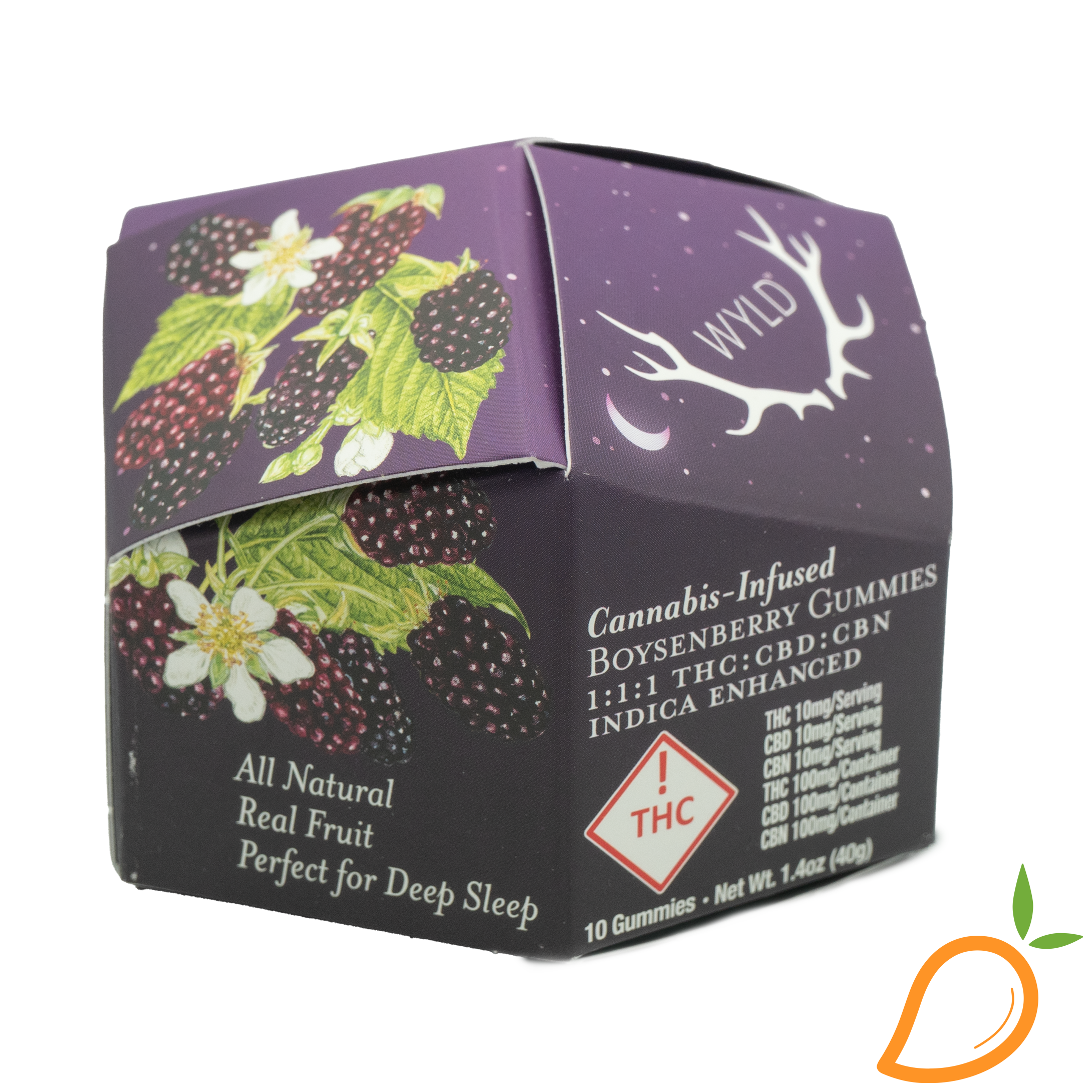 100mg 1:1:1 THC/CBN/CBD Boysenberry Indica Gummies WYLD