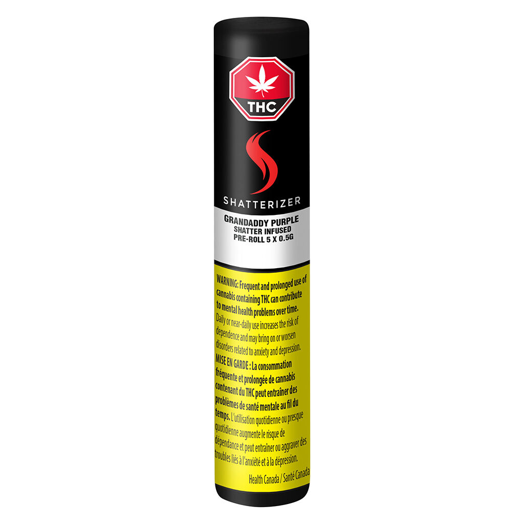 Shatterizer - Granddaddy Purple Shatter Infused Pre-Roll - 5x0.5g