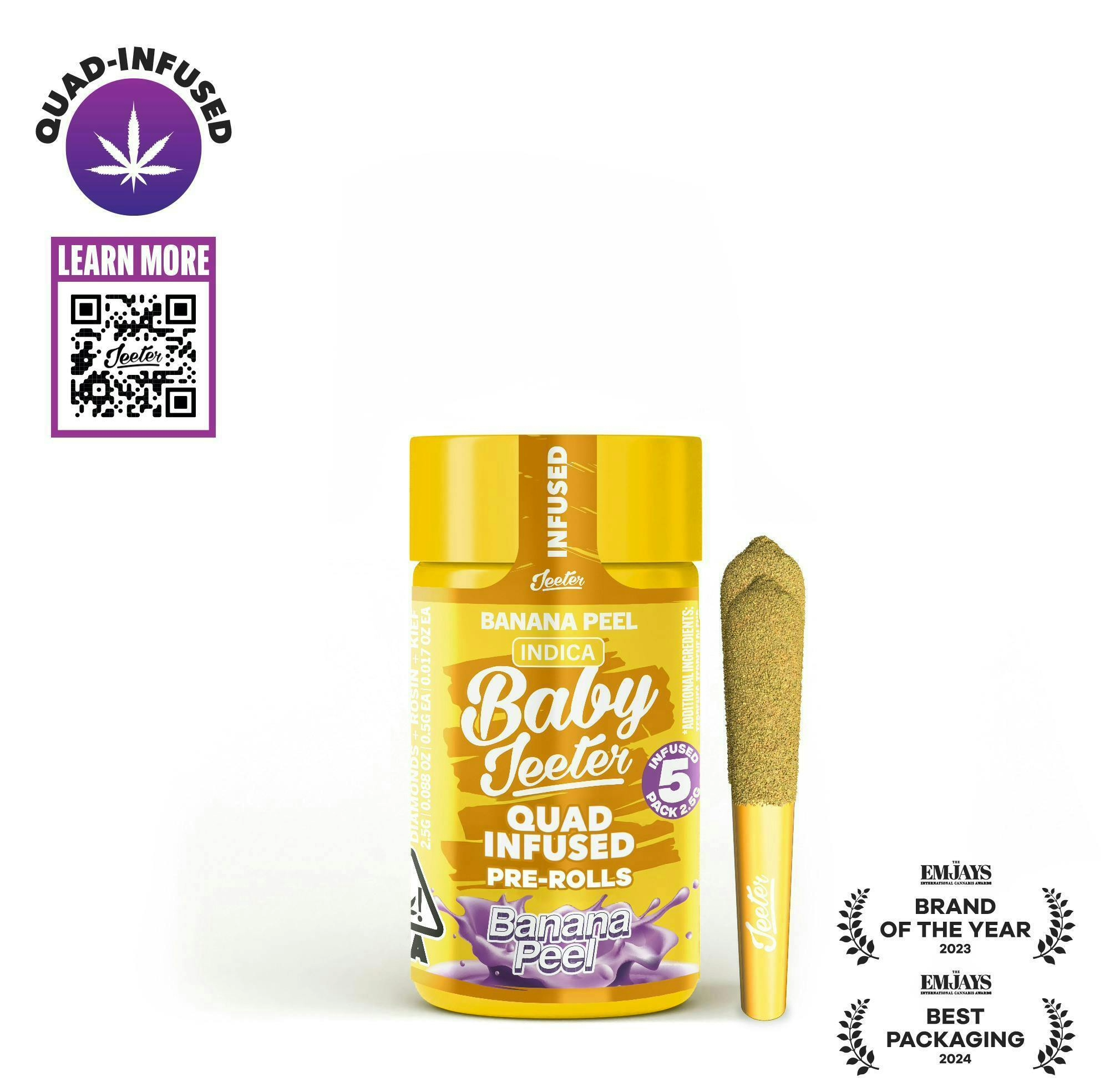 Banana Peel Baby Jeeter Infused Pre-Roll 5-pack | 2.5g