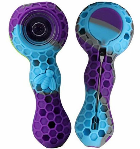 Silicone Honeycomb Spoon With Glass Bowl & Poker  4.25"