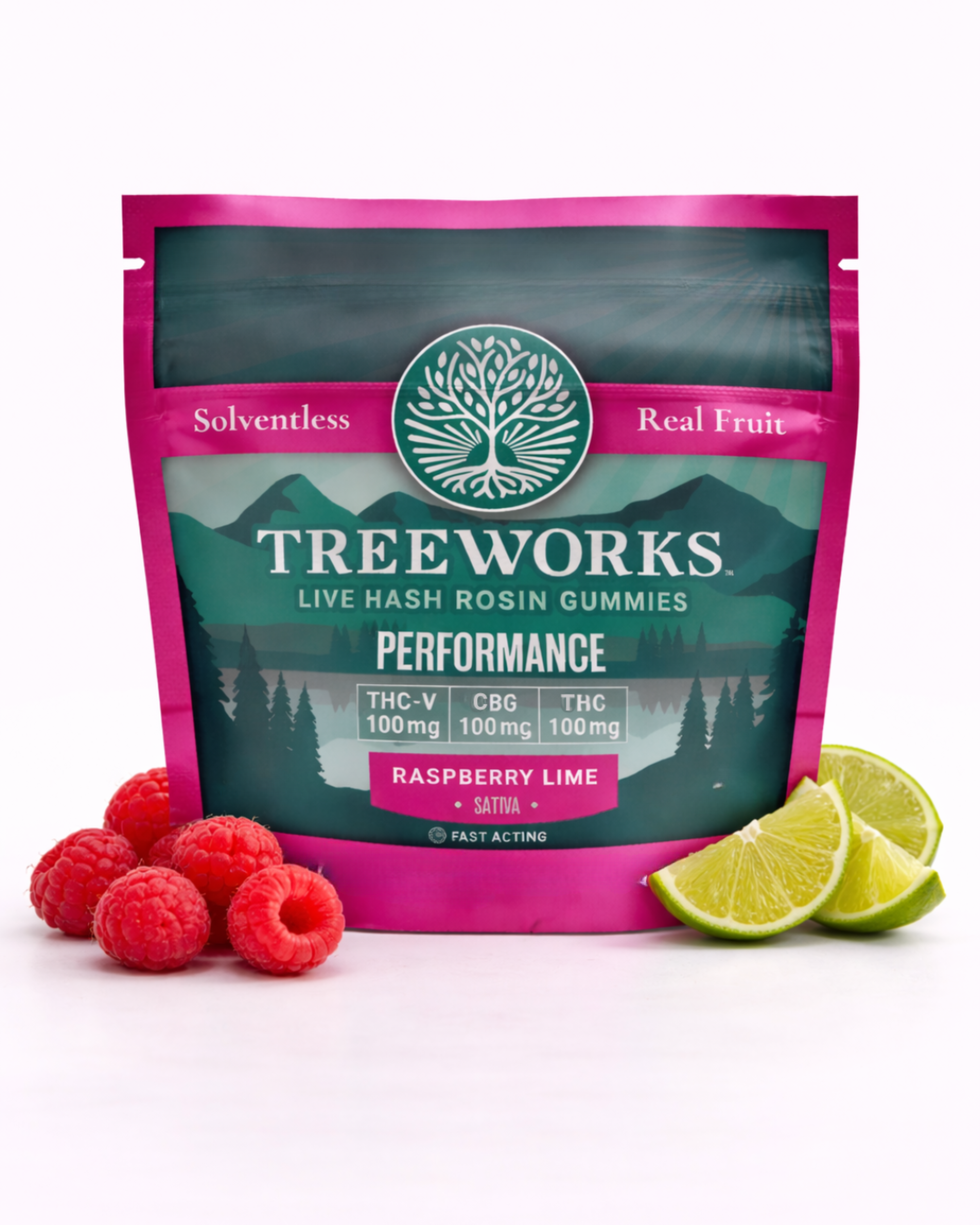 Performance - Raspberry Lime | 1:1:1 THC:THCv:CBG Hash Rosin Gummies | 10pk of 10mg* product photo