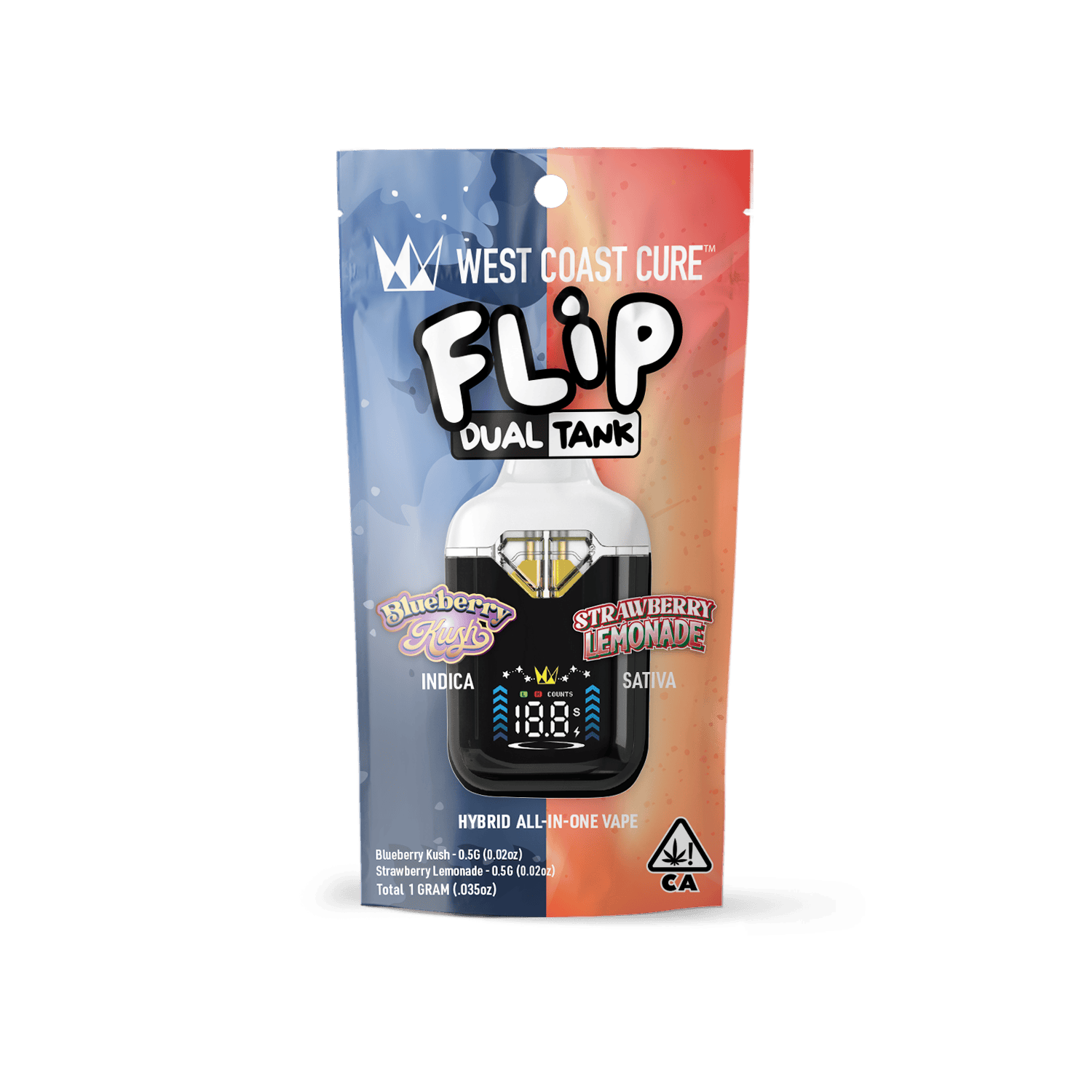 West Coast Cure | Blueberry Kush x Strawberry Lemonade - 1G AIO CUREbar Flip