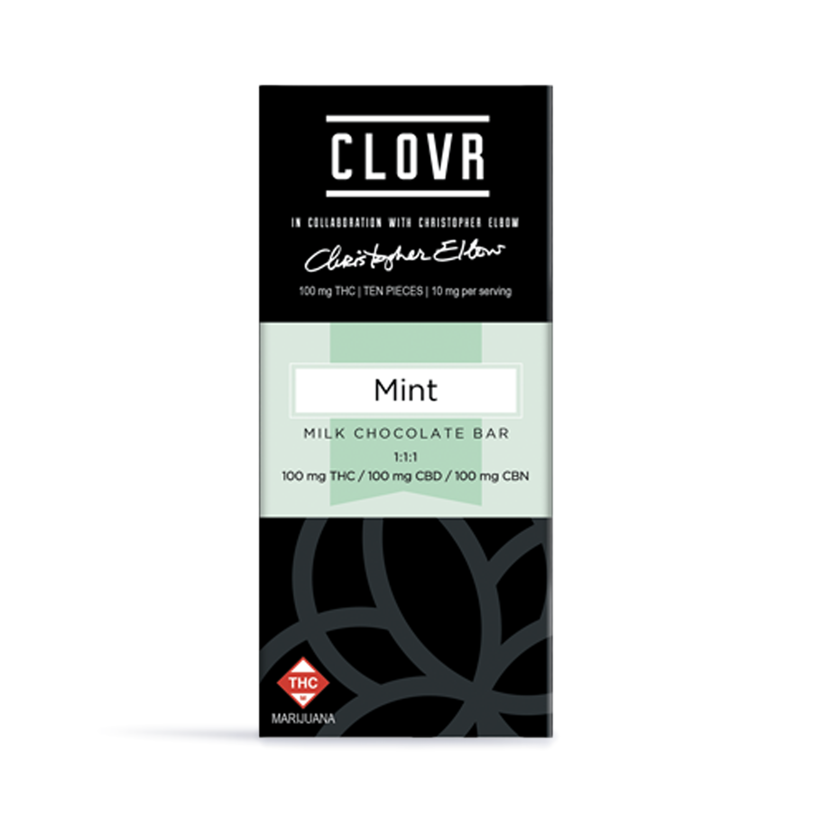CLOVR - Thin Mint - 1:1:1 THC:CBD:CBN - [100mg] 10pc Chocolate Bar
