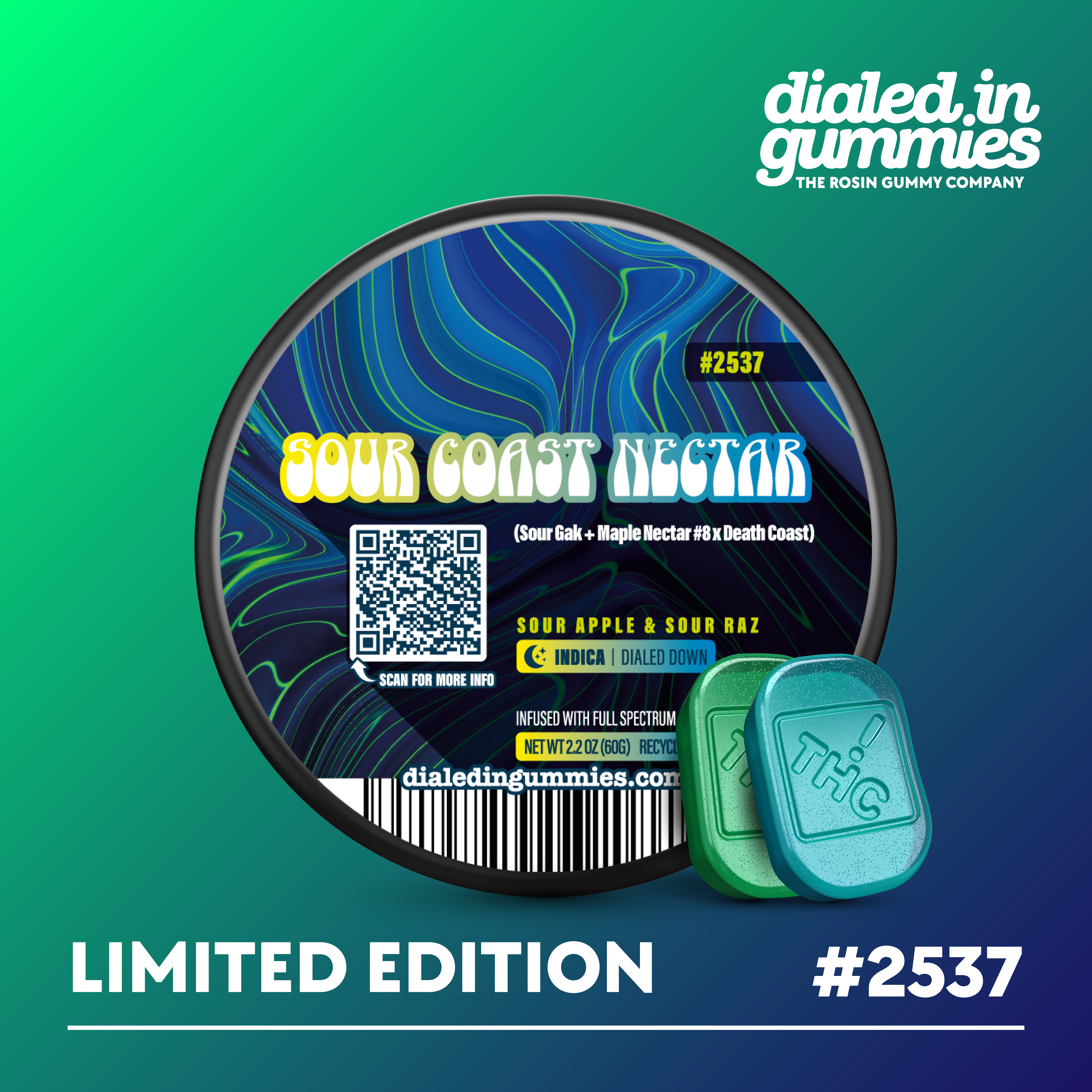 100mg - Sour Coast Nectar - Rosin Gummies (10pk)