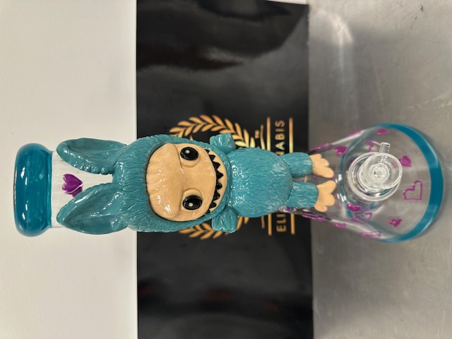 14 Inch 3d Labubu Hand Painted Glow In Dark Waterpipe Tiffany Blue