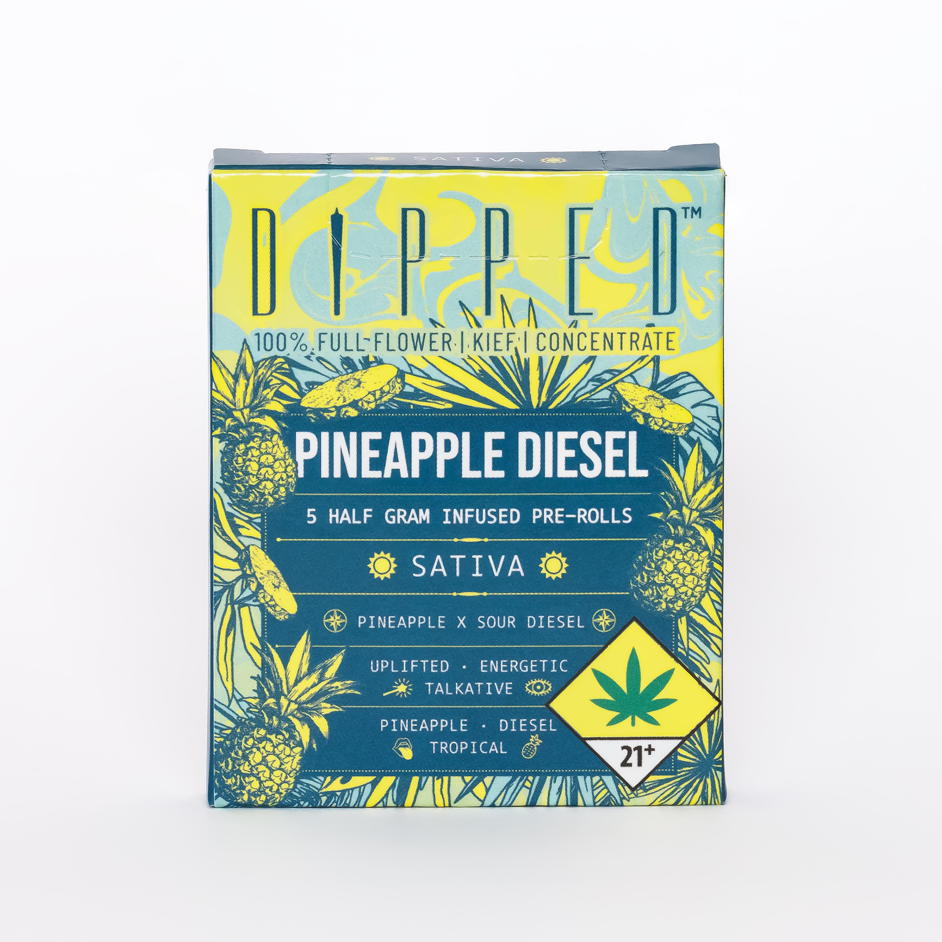 Dipped Pineapple Diesel (Sativa) 5pk Infused  Flavored Pre-Roll Packs