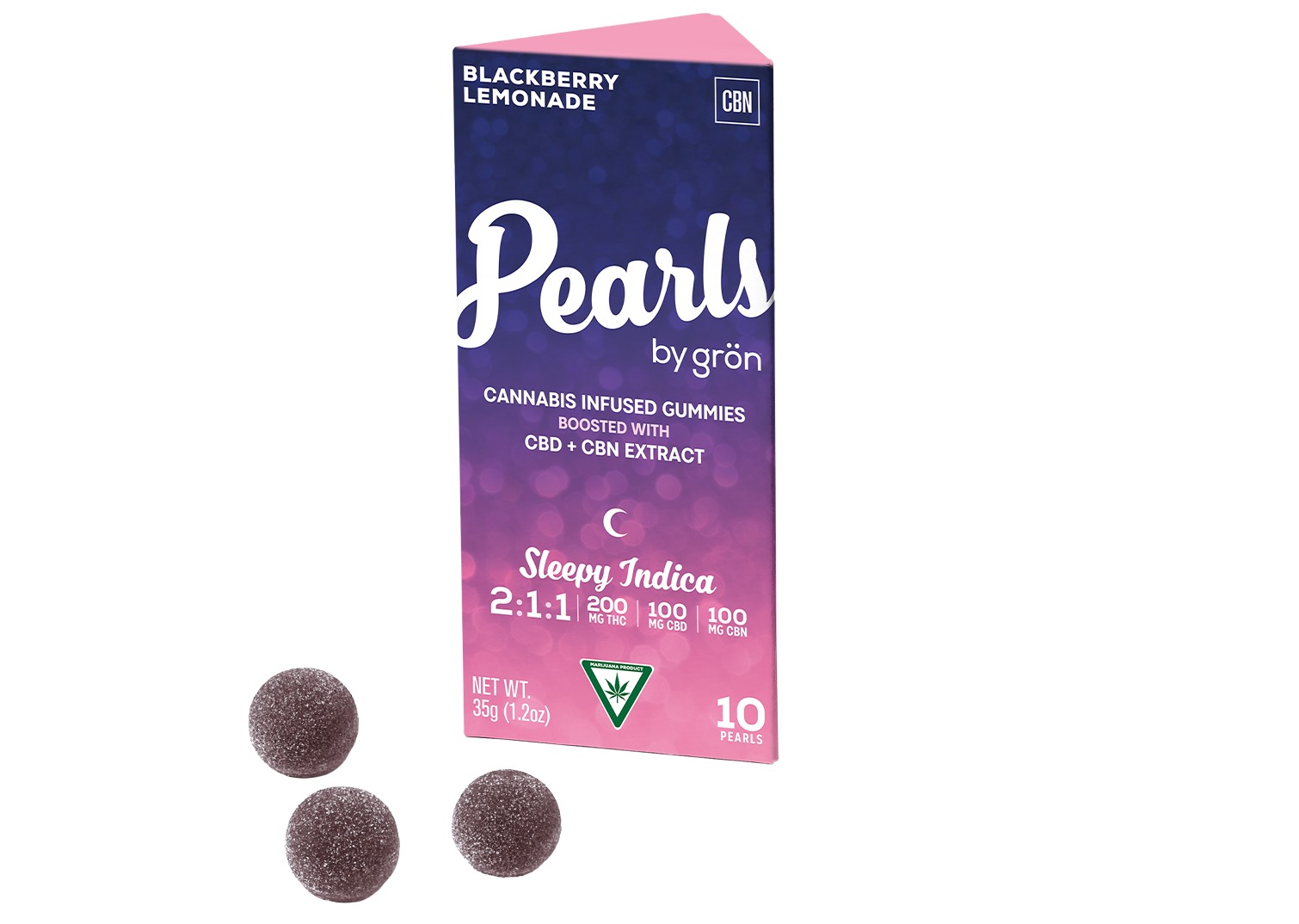 Gron - Gummies - Pearls - 200mg - 2:1:1 THC/CBD/CBN - Blackberry Lemonade - Indica