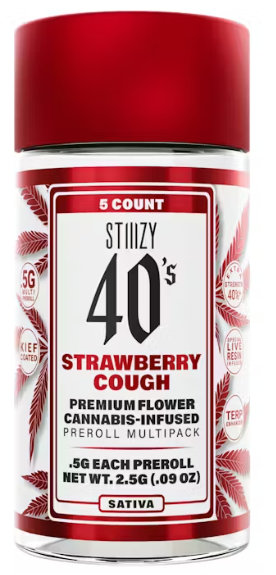 Stiiizy 40's - Strawberry Cough - 5 x Infused Prerolls