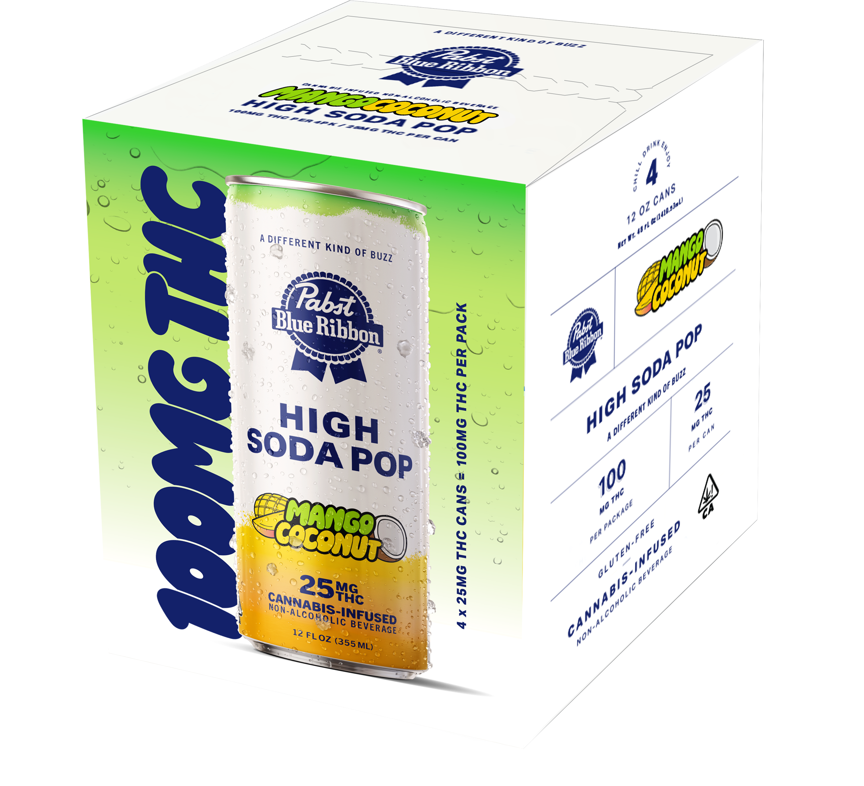 Mango Coconut Soda 4pk   100 Mg   4 Pack