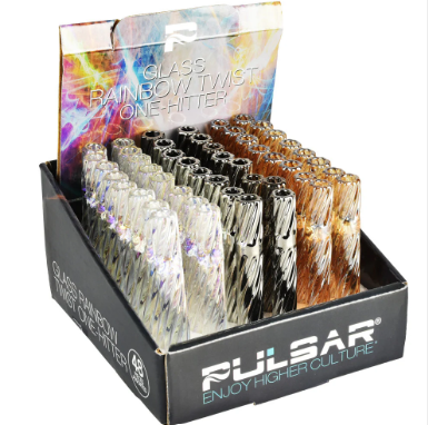 Pulsar Rainbow Twist Glass One Hitter | 4" | Assorted Colors | 48ct Display