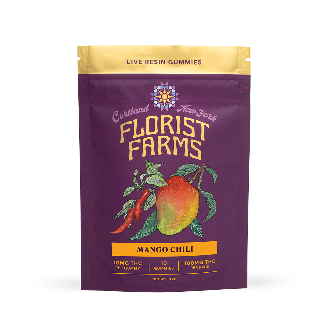 Florist Farms | Live Resin Gummies | 100 Milligrams | 10-Pack | Mango Chili