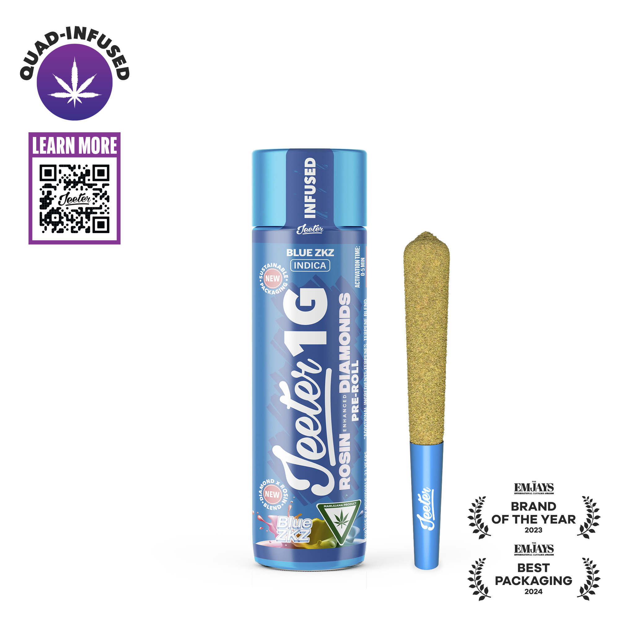 Jeeter - 1g Quad Infused Preroll - Blue ZKZ