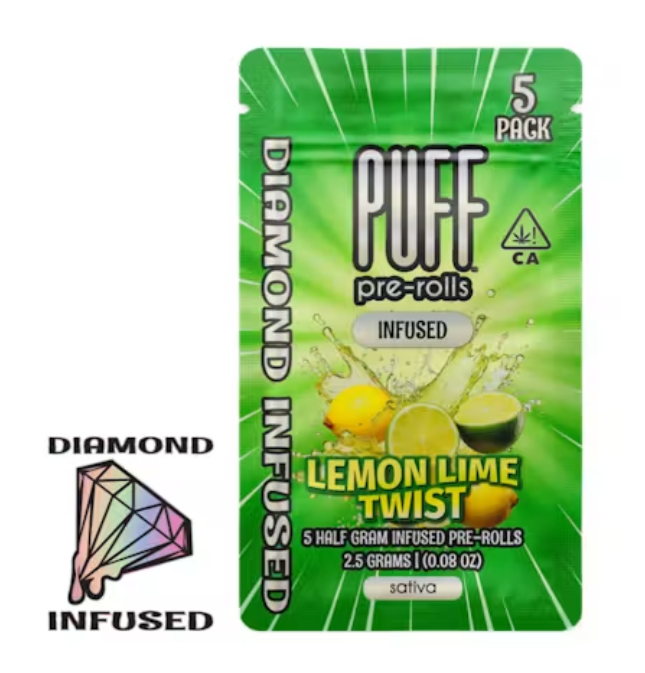 PUFF LEMON LIME TWIST TRIPLE INFUSED 5PK PREROLL