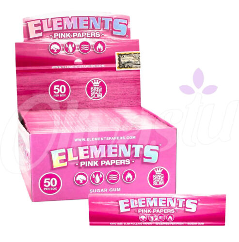 Elements Pink Rolling Papers King Slim Size product photo