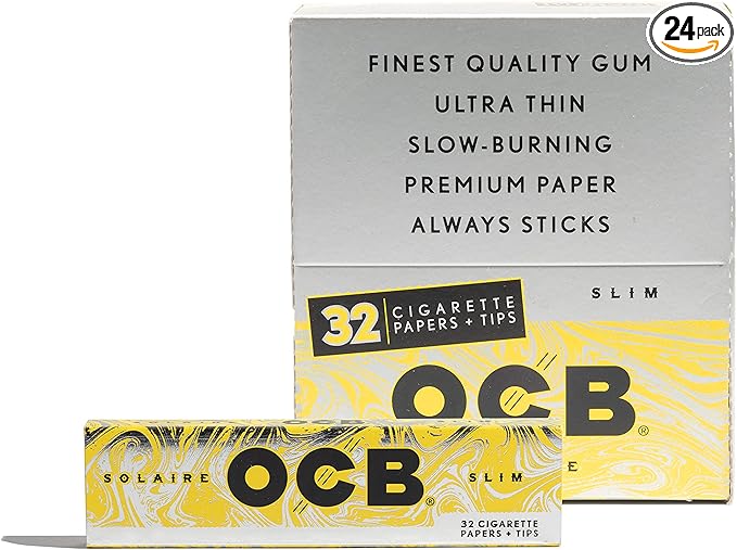 OCB Solaire Rolling Papers King Slim with Tips 32pk