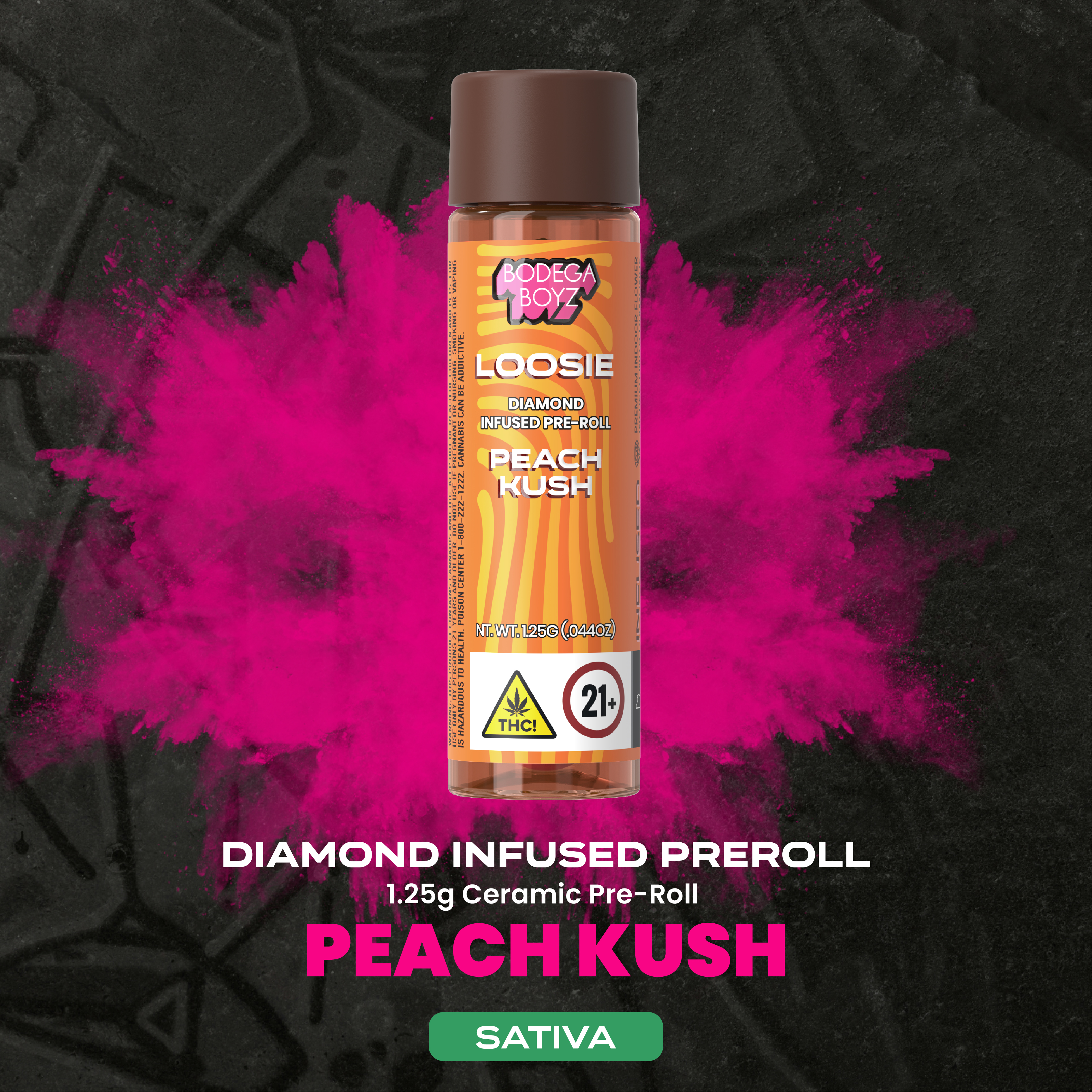 Loosies | Peach Kush | Hybrid | Diamond Infused Pre-Roll | 1.25g