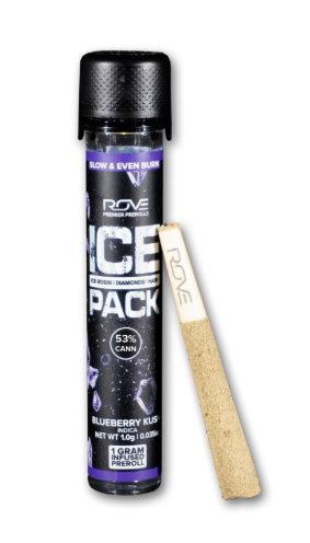 Rove Ice Packs I Blueberry Kush Rosin, Diamond, Hash Infused Pre Roll product photo