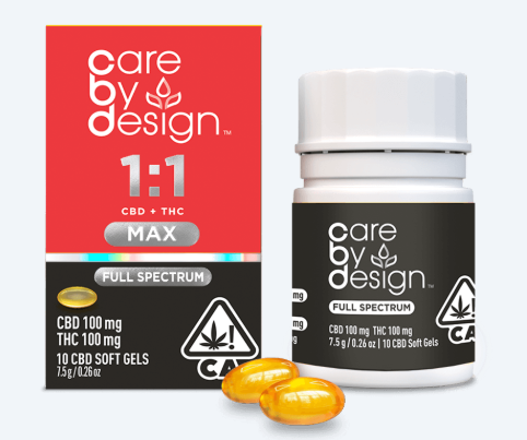 Care By Design 1:1 MAX CBD + Higher THC Full Spectrum Soft Gels 10Pk