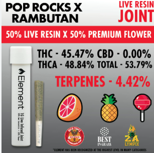 Element Live Resin Joint 1g - Pop Rocks x Rambutan