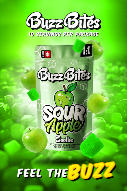 Sour Apple Soothe Gummies 1:1 THC:CBD | 100mg:100mg