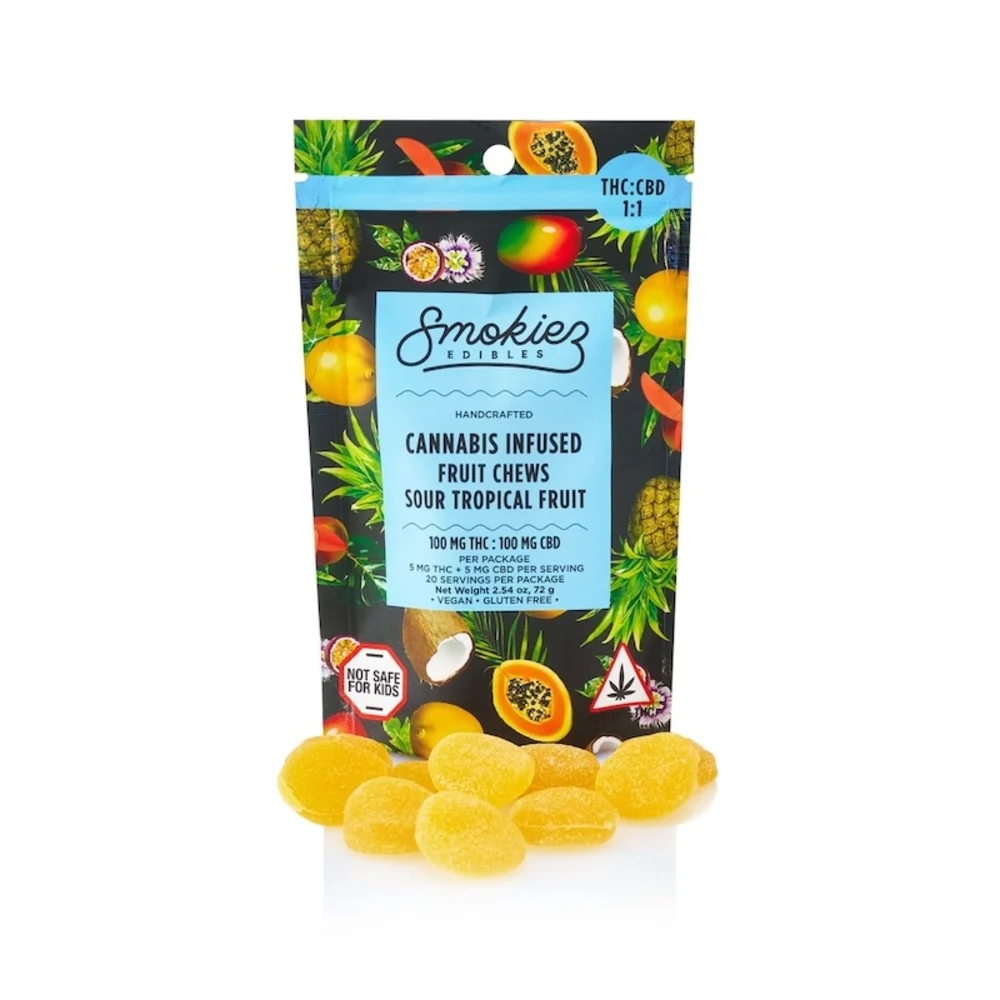 Smokiez - Tropical Fruit 1:1 THC:CBD (h) - Fruit Chews - 100mg