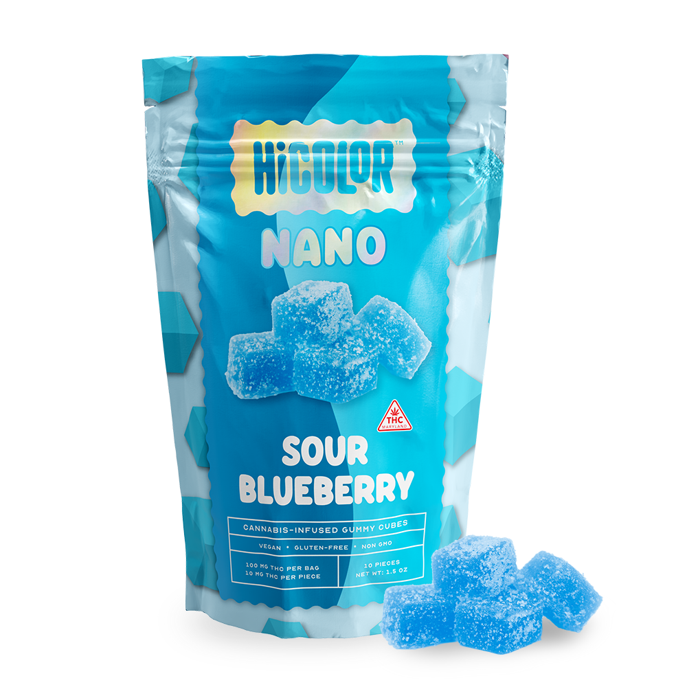 HICOLOR Nano Gummies 100mg: Sour Blueberry 10pk