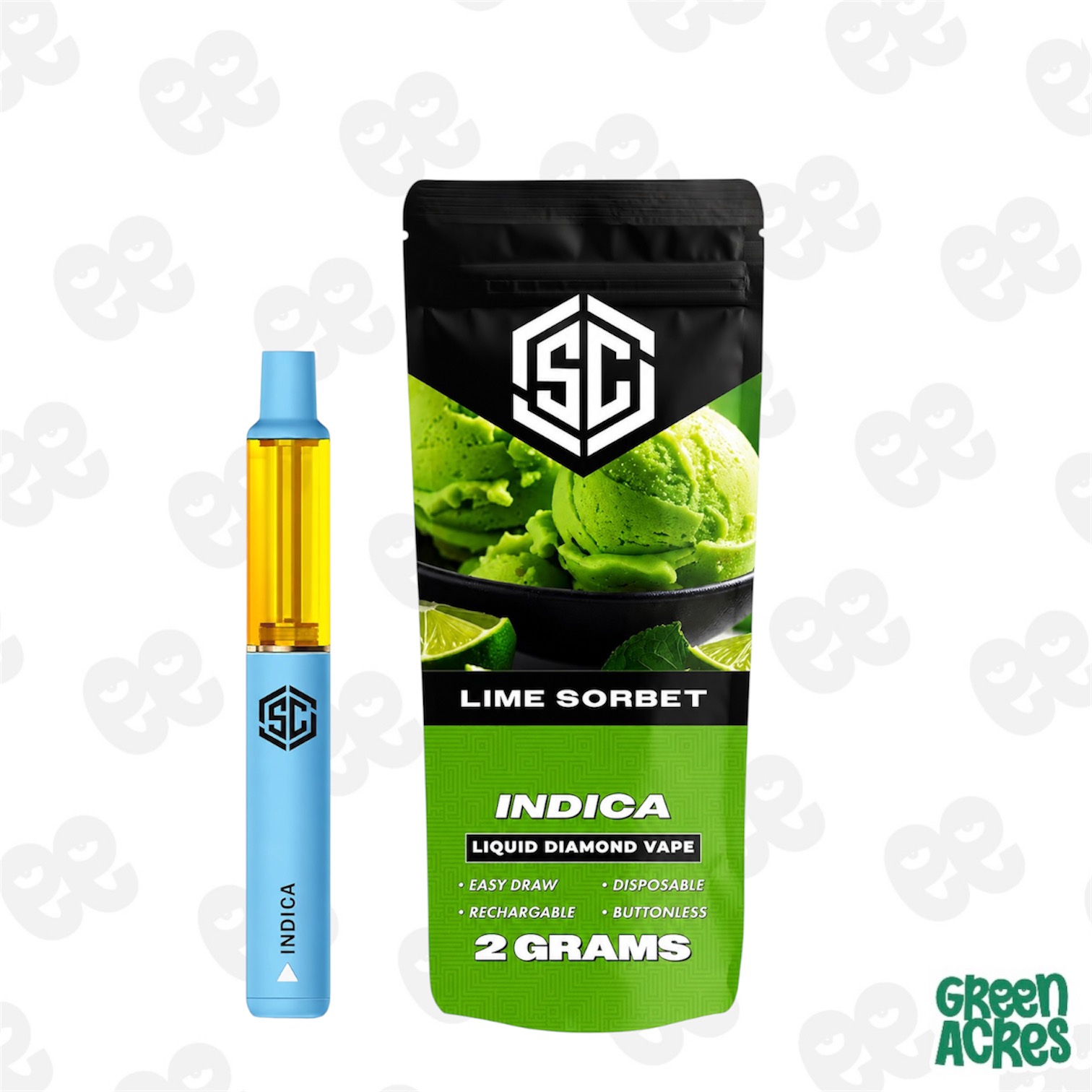 Society C: Lime Sorbet 2G Liquid Diamond Vape Disposable