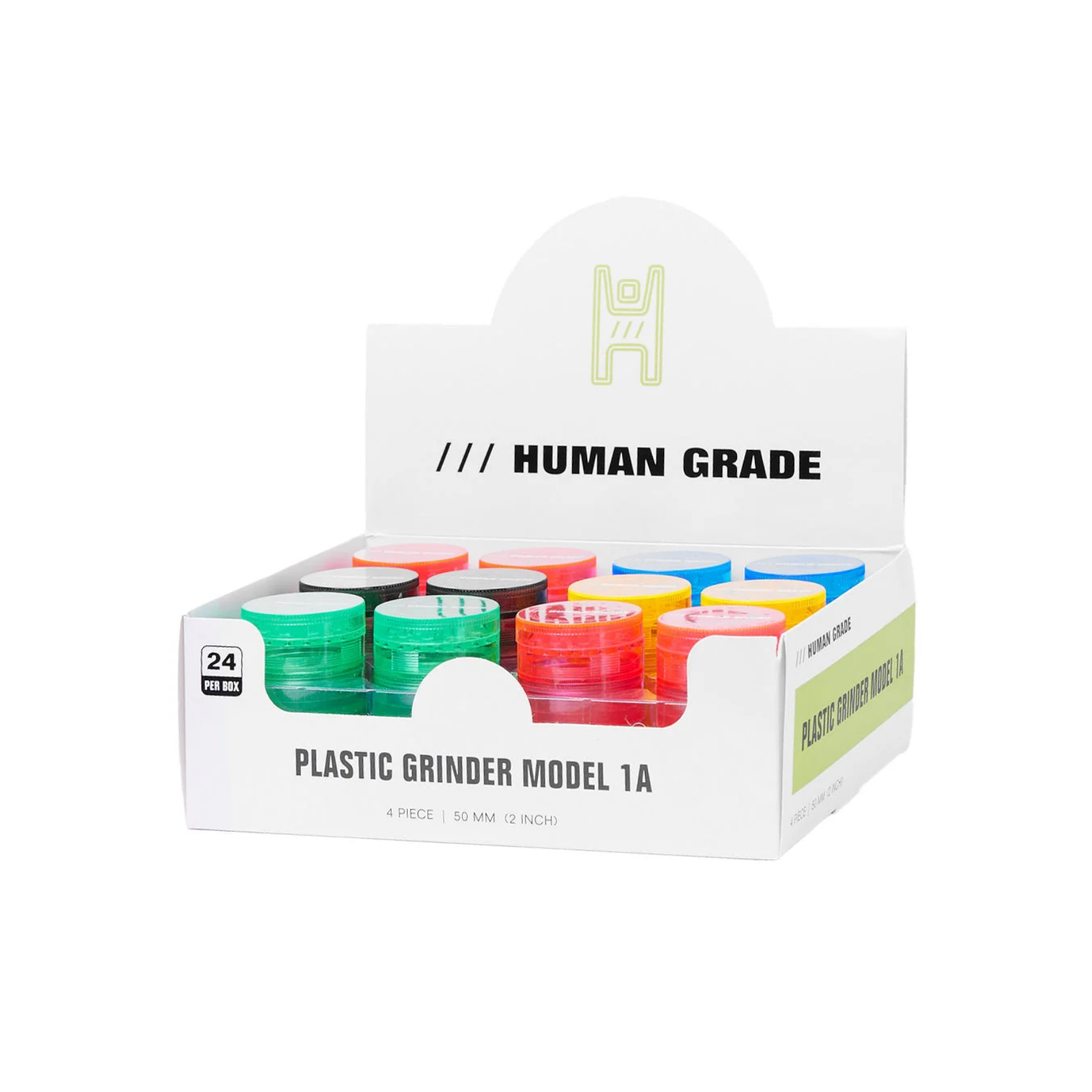 Human Grade - Model 1A 2 inch 4 piece Plastic Grinder - Assorted Colors