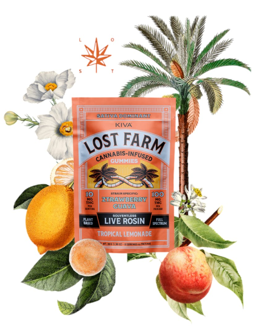 Lost Farm | Tropical Lemonade x Ztrawberry Guava | Solventless Live Rosin Gummies 10PK