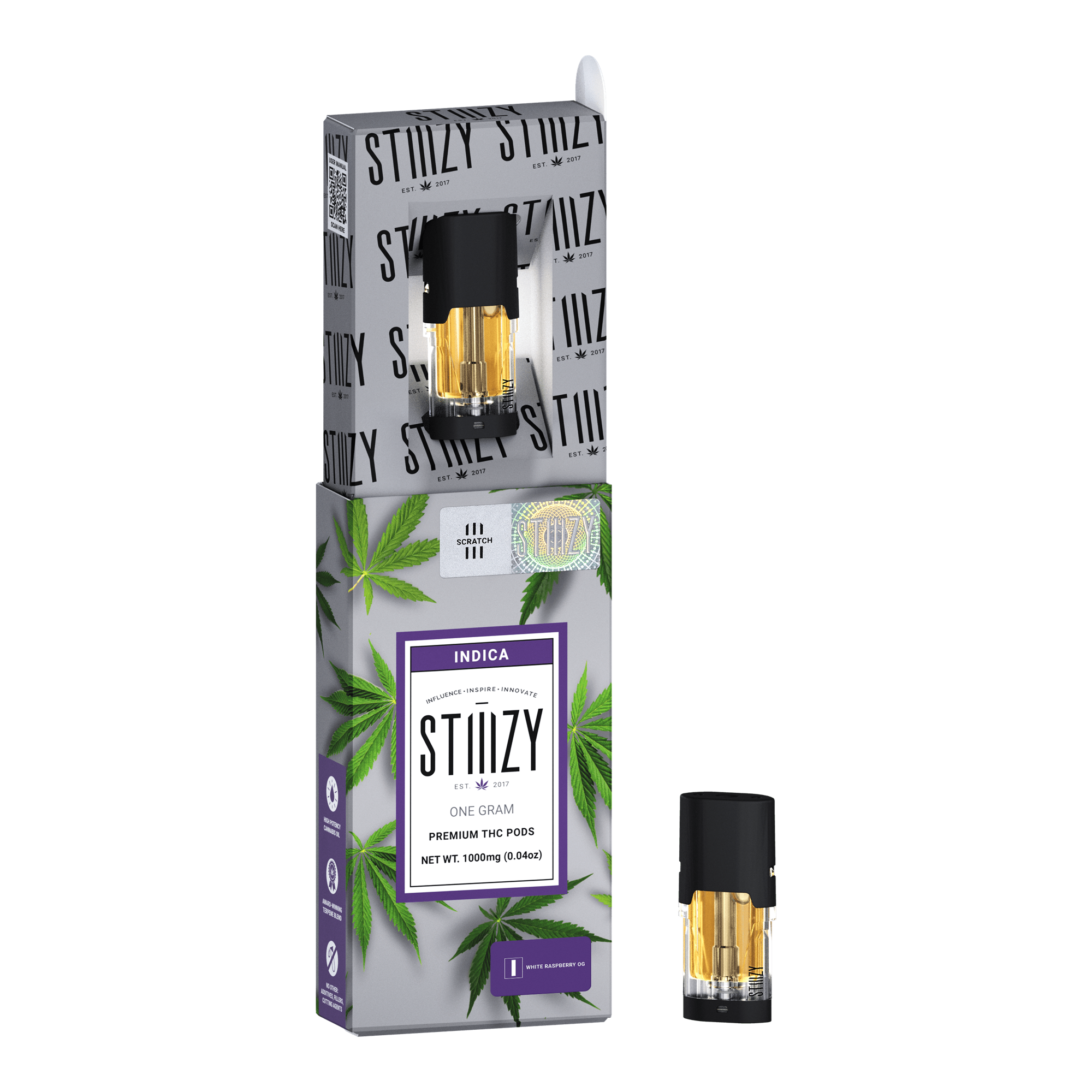 Stiiizy | White Raspberry | 1G Vape Pod w/ Stiiizy Lite Battery (While Supplies Last)