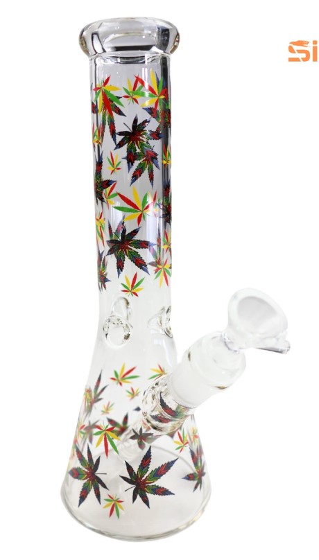 LuvBuds | 9.75" Rasta Leaf the World Behind Beaker Bong w/ Bowl