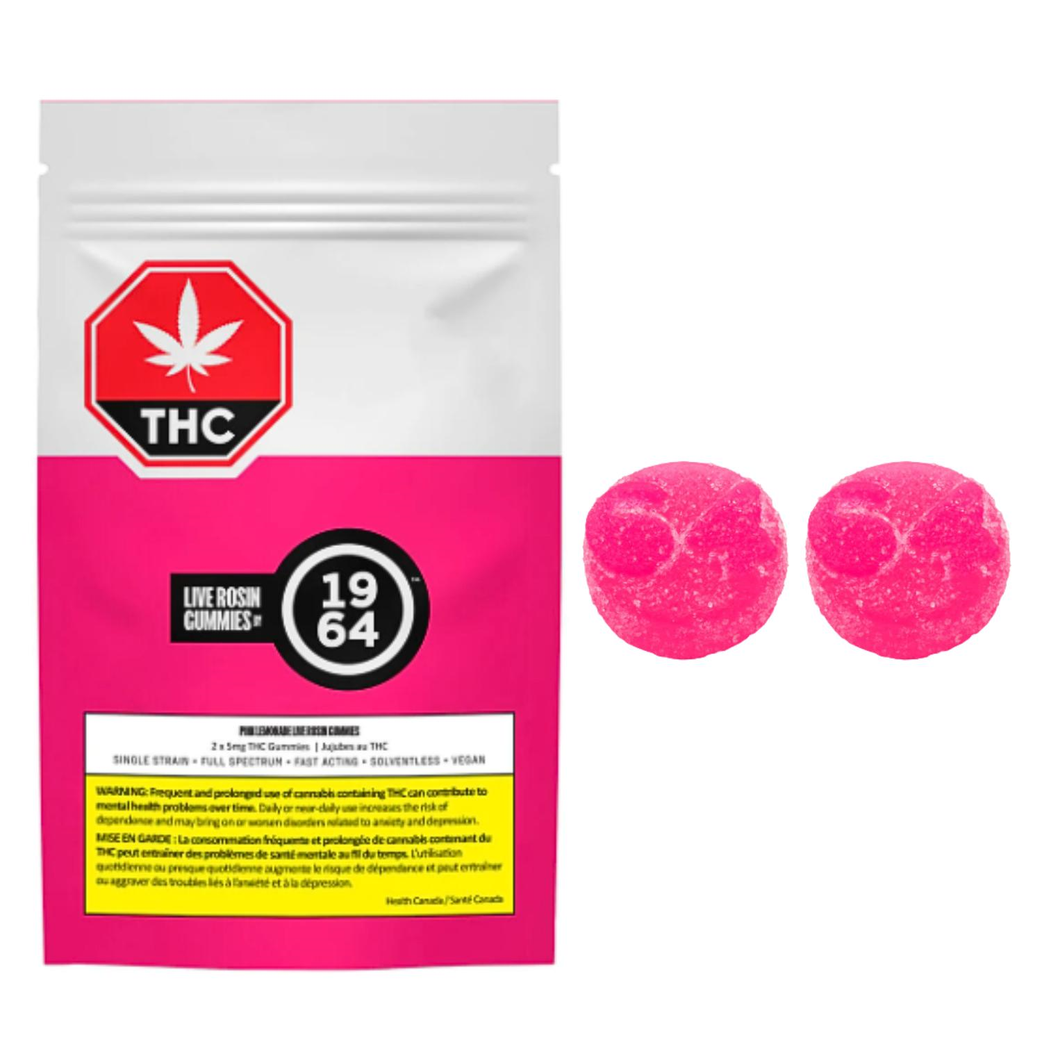 1964 | Pink Lemonade (Pink Kush) Live Rosin Gummies THC | 2 x 5 mg
