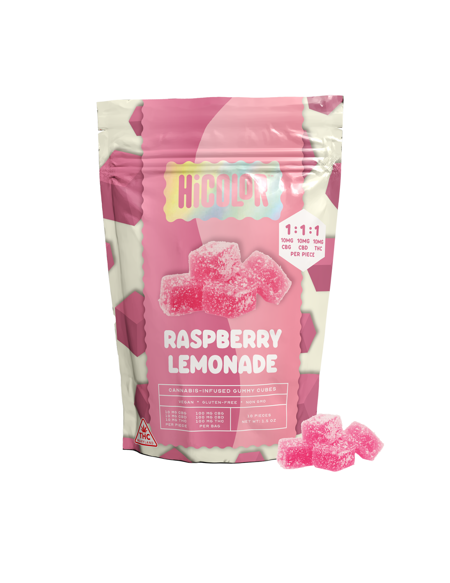 Gummies (100mg) Raspberry Lemonade 1:1:1 CBG:CBD:THC 10ct