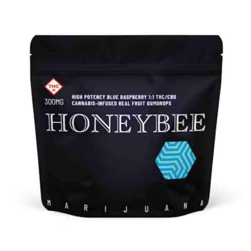 Honey Bee - Blue Raspberry 1:1 300mg Gumdrops 20pk