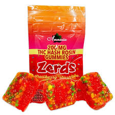 Amnesia - 200mg Zerds Hash Rosin Gummies - Strawberry Shortcake