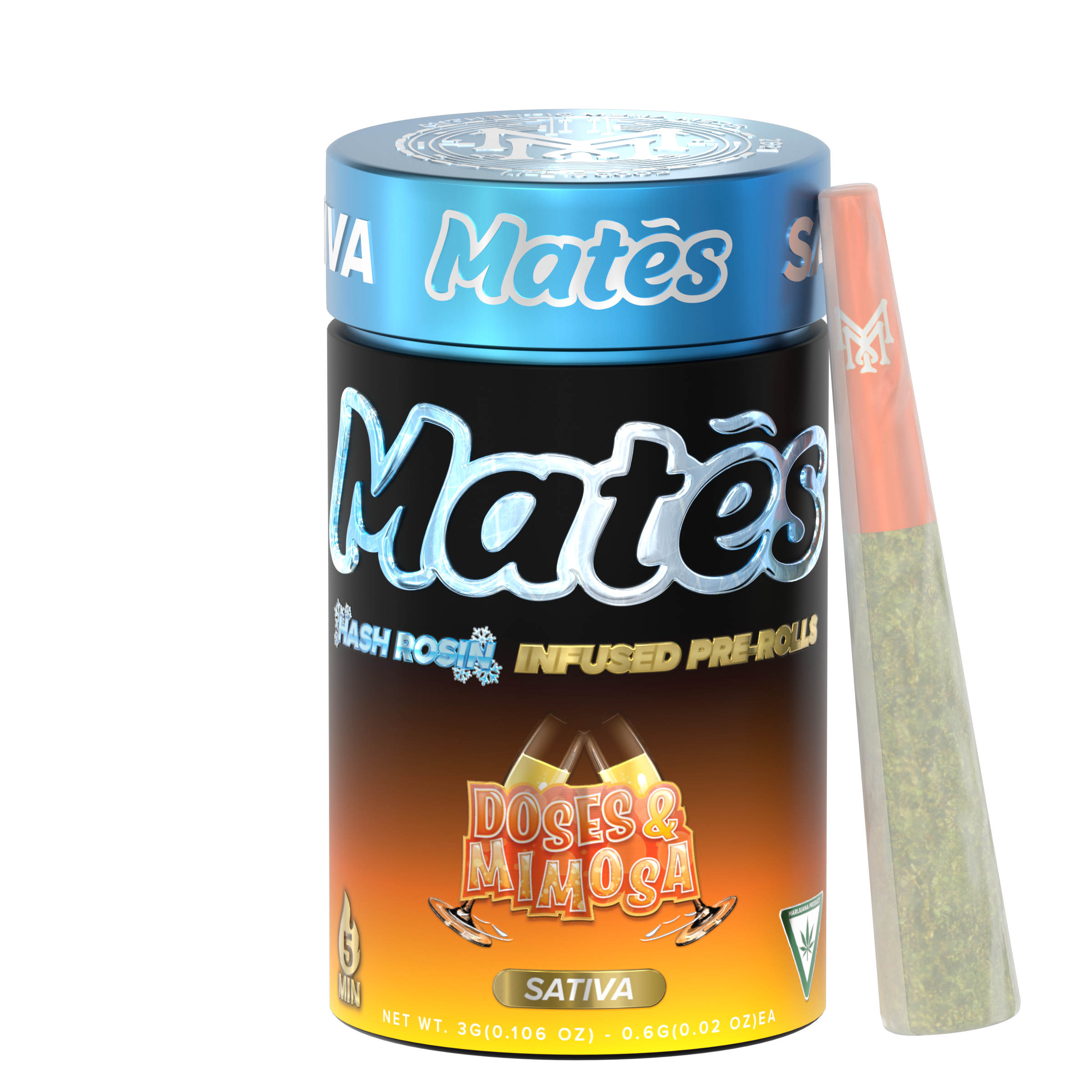 MuhaMeds - Mates Hash Rosin Infused Pre-Roll - Doses & Mimosa .6g x 5pk