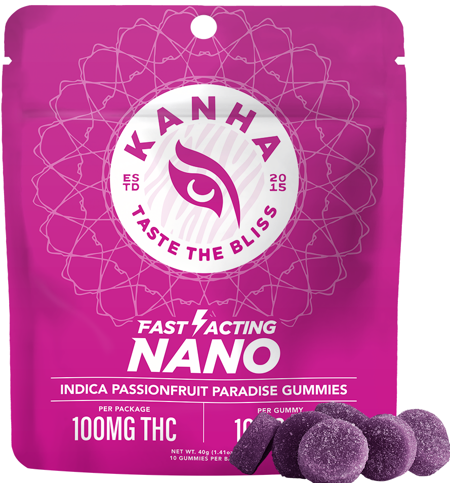 KANHA Gummies 100mg Nano: Indica Passionfruit Paradise 10pc