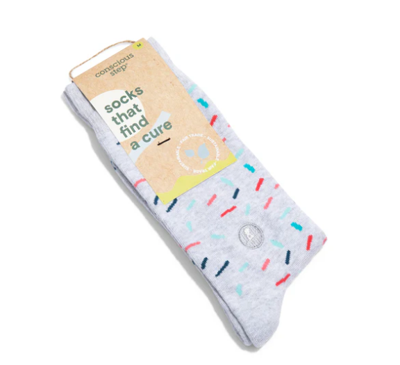 Conscious Step- Socks That Find a Cure (Gray Confetti) | Small