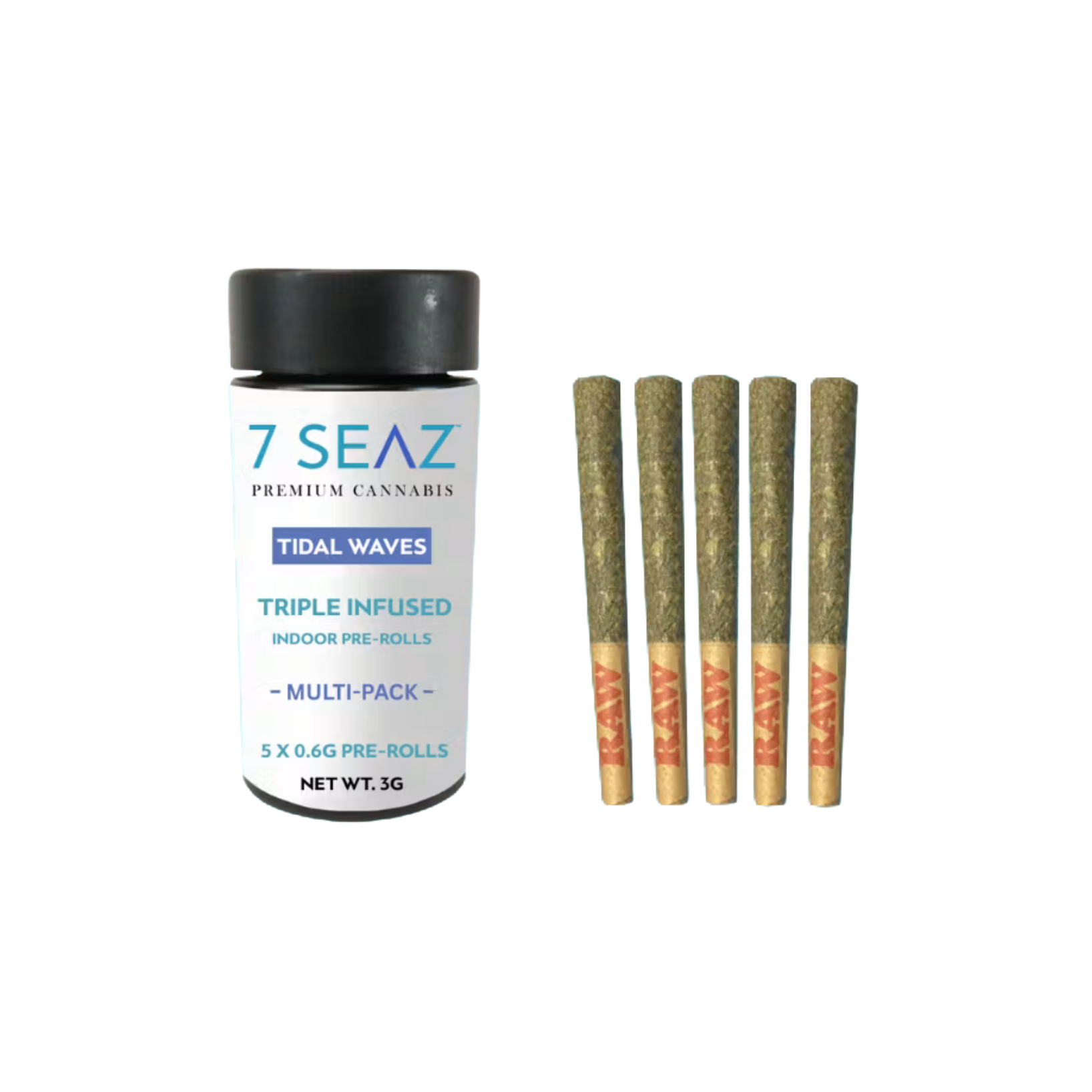 7 SEAZ - Tidal Waves Coconut Milk Triple Infused Indoor Prerolls 5pk - 3g