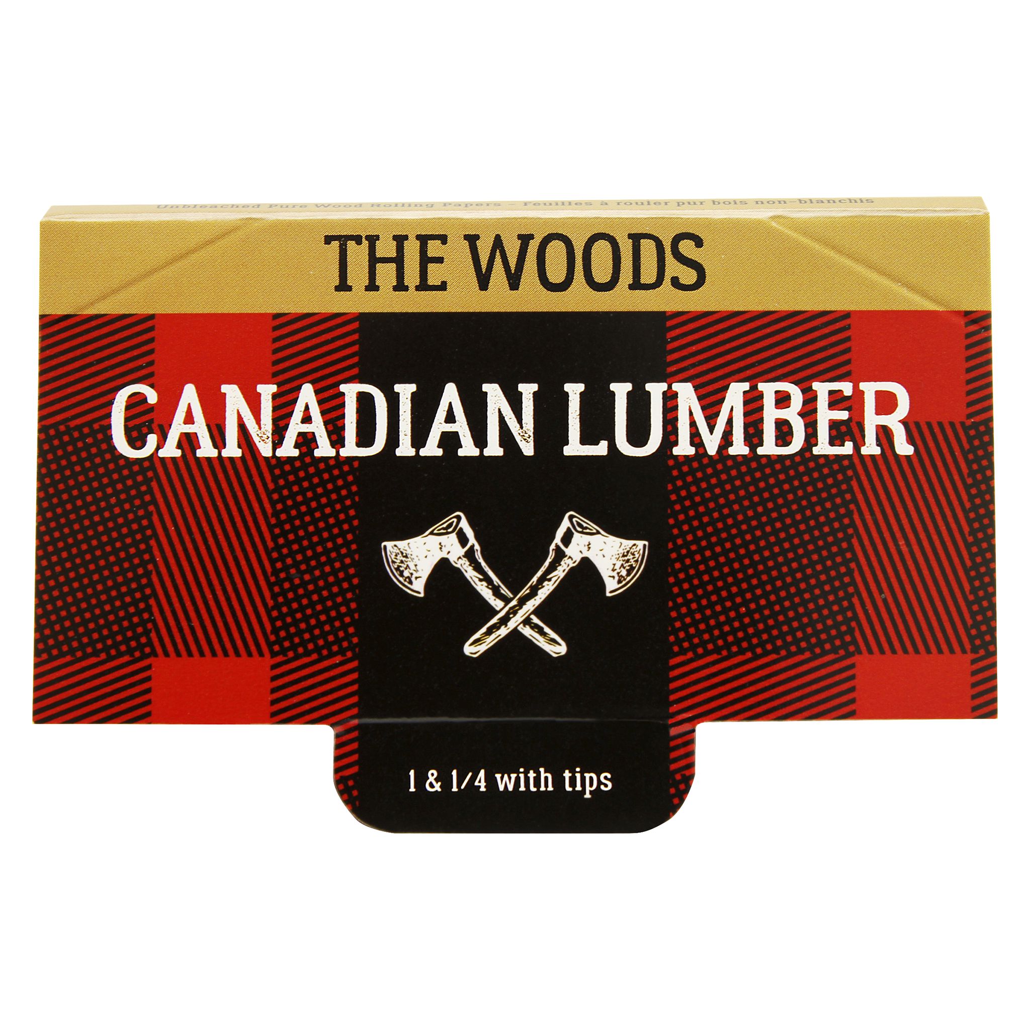 Canadian Lumber - Woods Unbleached Pure Wood Rolling Papers with Tips -  1.25"