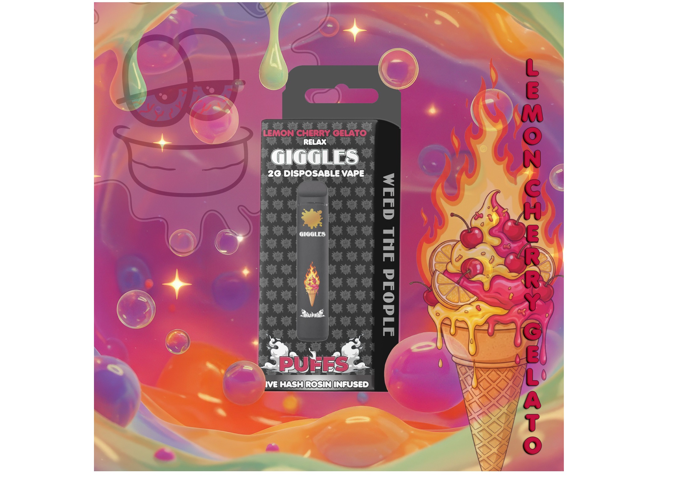 Puffs - Hash Rosin Infused Disposable 2g - Lemon Cherry Gelato - Relax