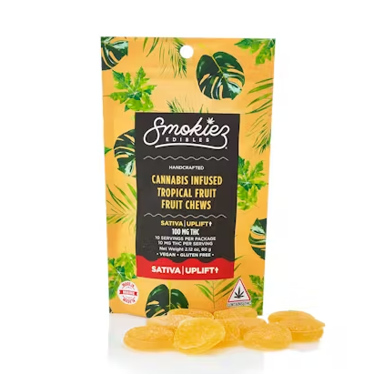 SMOKIEZ Chews 100mg: Tropical Fruit 1:1 THC:CBD 10pk