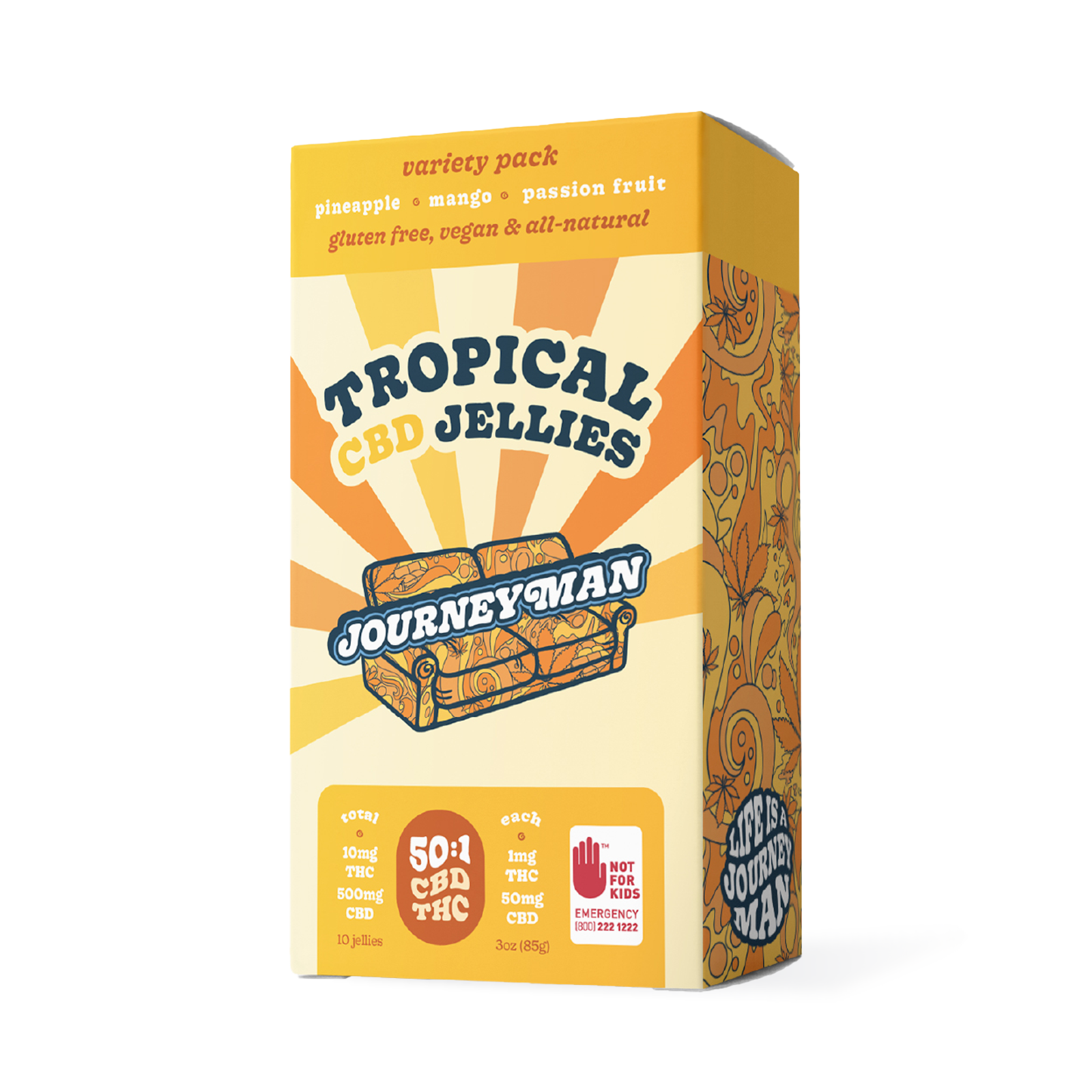 50:1 Tropical CBD Jellies (500mg CBD/10mg THC)