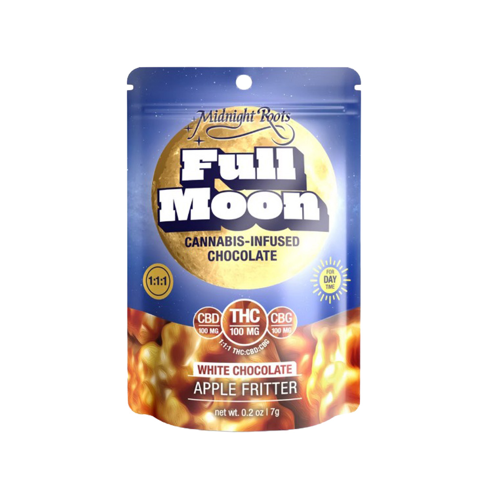 Full Moon | Single Serve Chocolate | 100mg THC: 100mg CBD: 100mg CBG | White Chocolate Apple Fritter