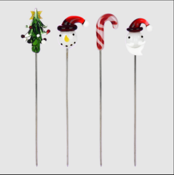 Christmas Collection Glass Tip Hairpin Poker tool | 5" | product photo