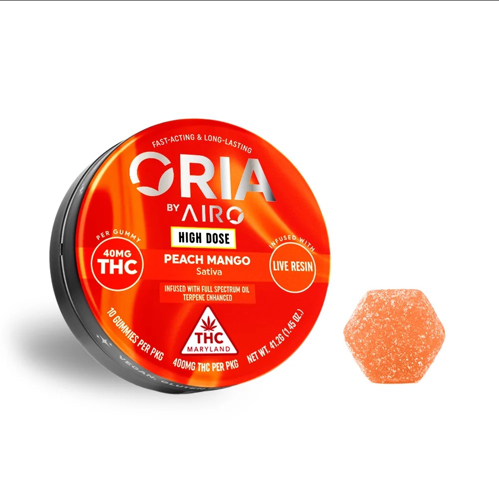 40mg Peach Mango High Dose Gummies - 400mg - Oria by Airo