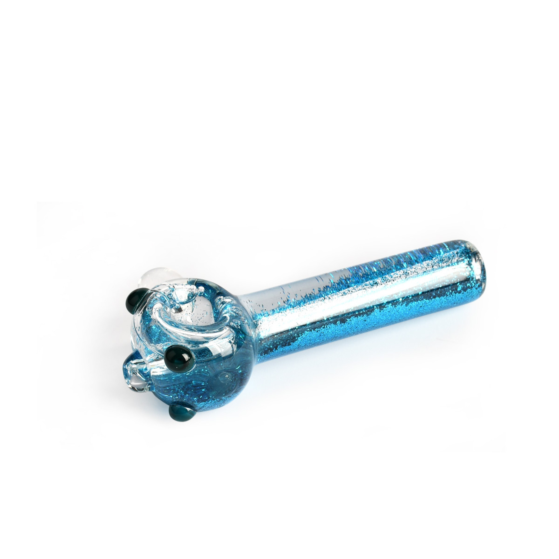 Red Eye Glass Blue Liquid Sparkle Pipe