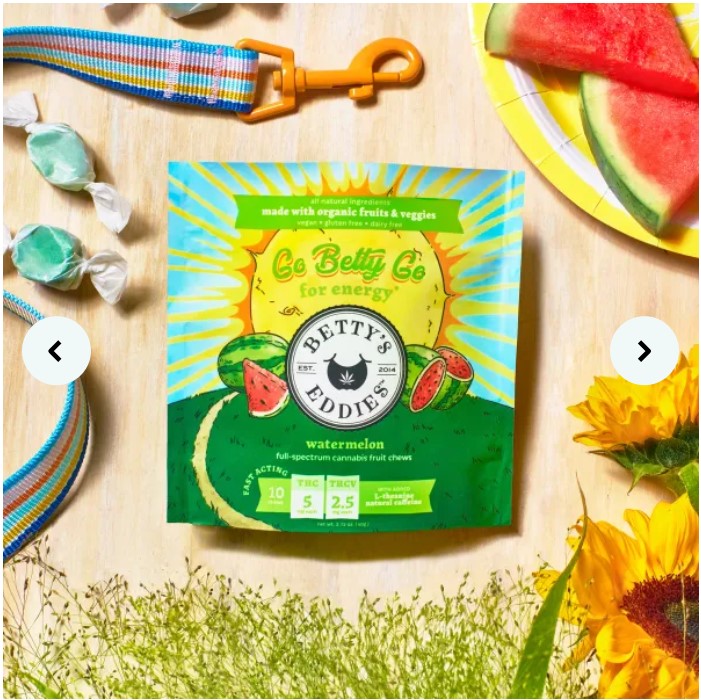 BETTY'S EDDIES Fruit Chew 50mg: Watermelon 4:1 THC:THCV 2pc